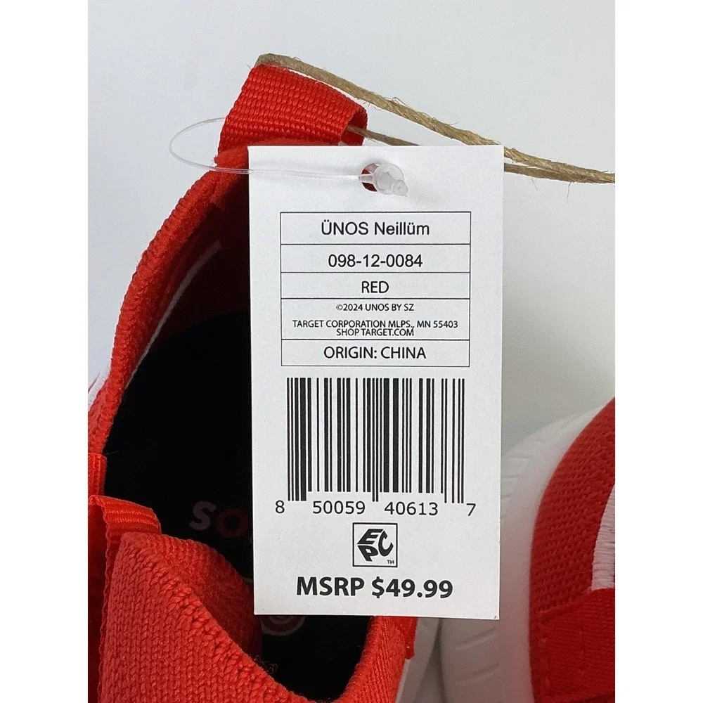 Unos Neillium Red Sneakers Men 5-6 Women 6.5-7.5 Athletic Running‎ Shoes Lace Up